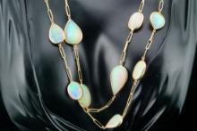 170.00ctw Opal and 14K Yellow Gold 36" Necklace