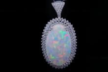 19.10ct Opal, 1.80ctw Diamond and 18K Pendant