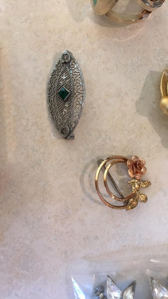 Vintage and new costume jewelry pins