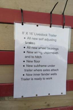 2012 Livestock Trailer, w/ registration