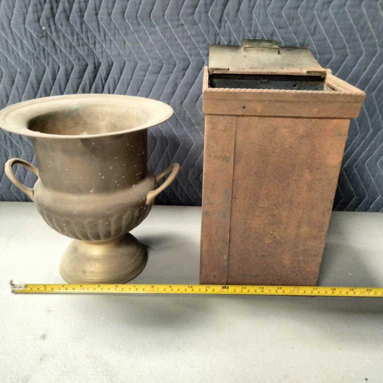 Brass Urn & Metal Lock Box - No Key