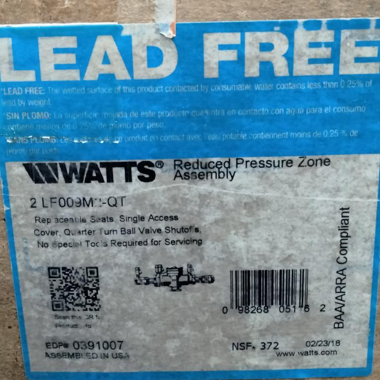 Watts Reduced Pressure Zone Assembly