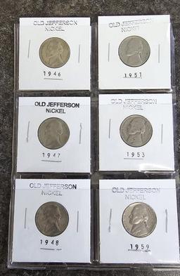 (6) Old Jefferson Nickels