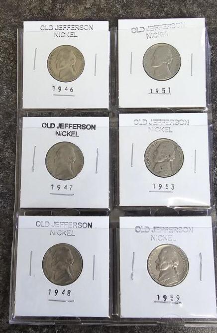 (6) Old Jefferson Nickels
