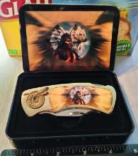 Native American/Wolf Collectible Knife in Tin