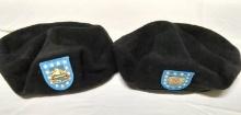 (2) Black Wool Berets with U.S. Army Patches
