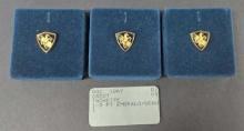 (3) 10K Yellow Gold Tackettes w/ .05 Ct Emerald