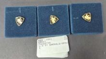(3) 10K Yellow Gold Tackettes w/ .05 Ct Emerald