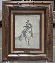 Frederic Remington "The Range Fire" Etching in