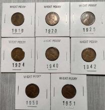 (8) Wheat Cents (1919-1951)