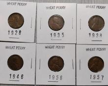(6) Wheat Cents (1928-1957)