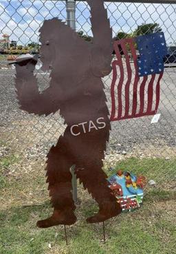Metal Art - Large Sasquach & American Flag