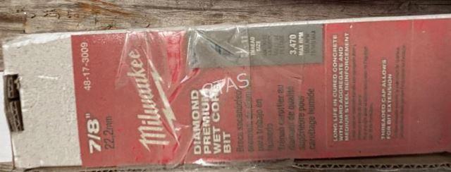 (7) Milwaulkee Diamond Wet Core Bits-NIB