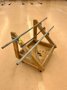 Wood Three Tier Wire Reel cart on Casters