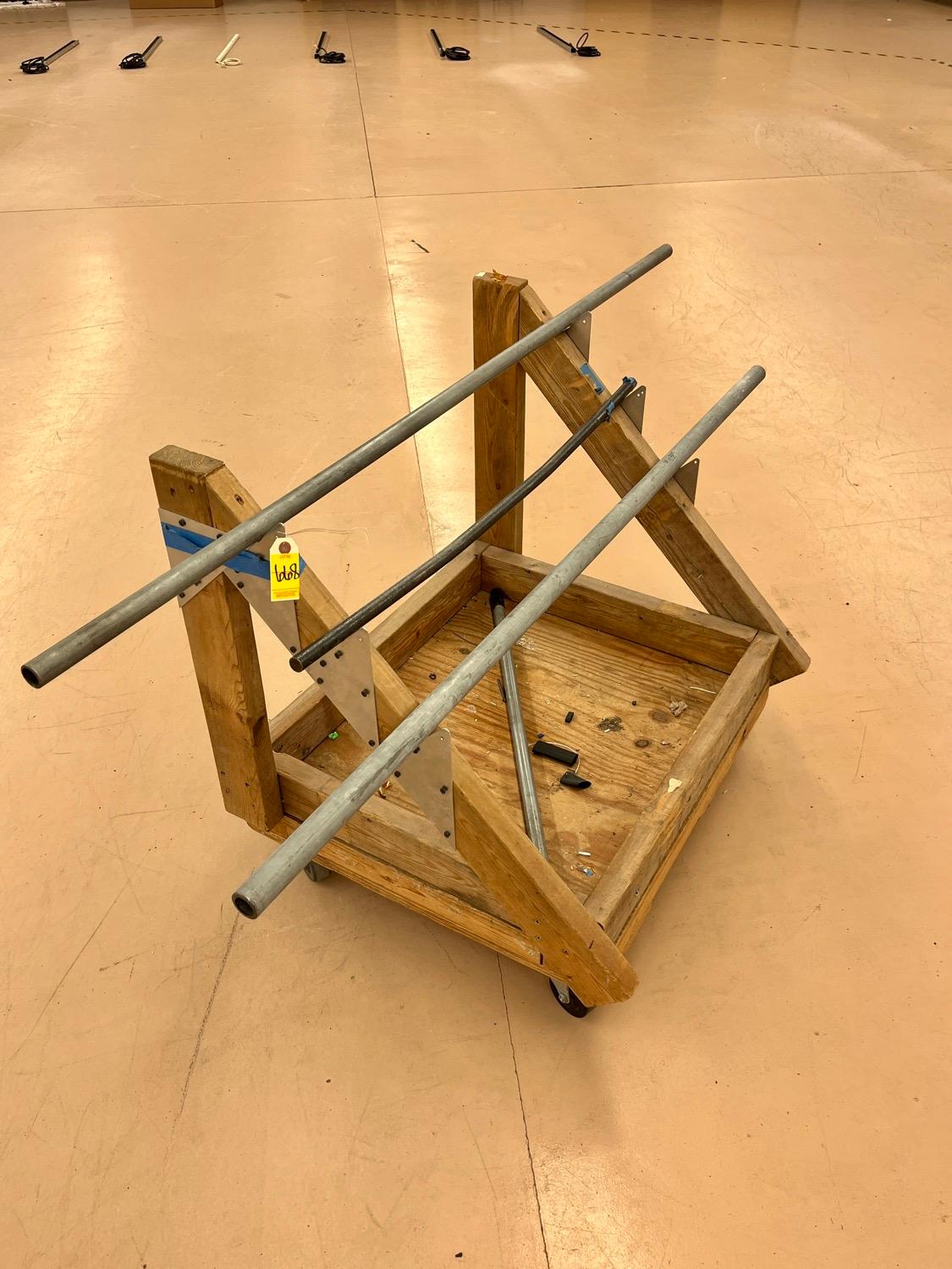 Wood Three Tier Wire Reel cart on Casters