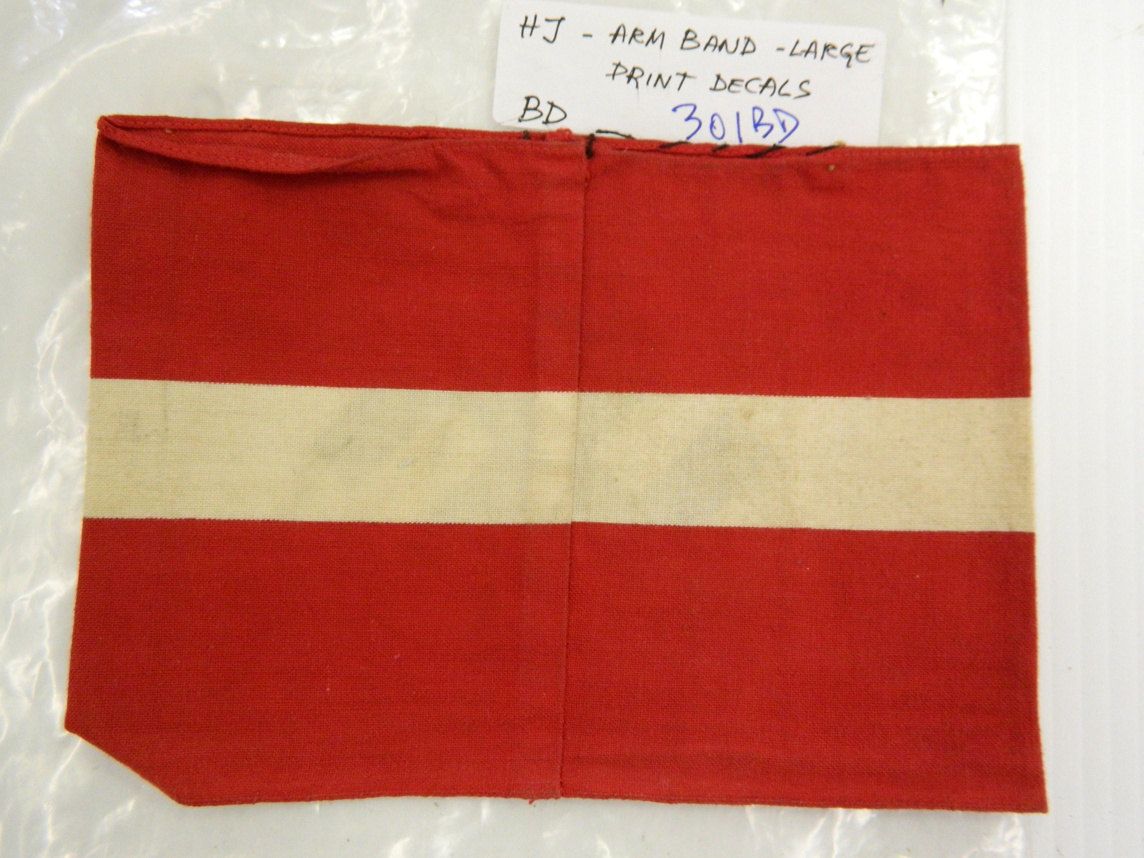 NAZI Germany Arm Band, Hitler Youth, 7"x4.875", Swastika is 3"x3", Later Model as Printed On.