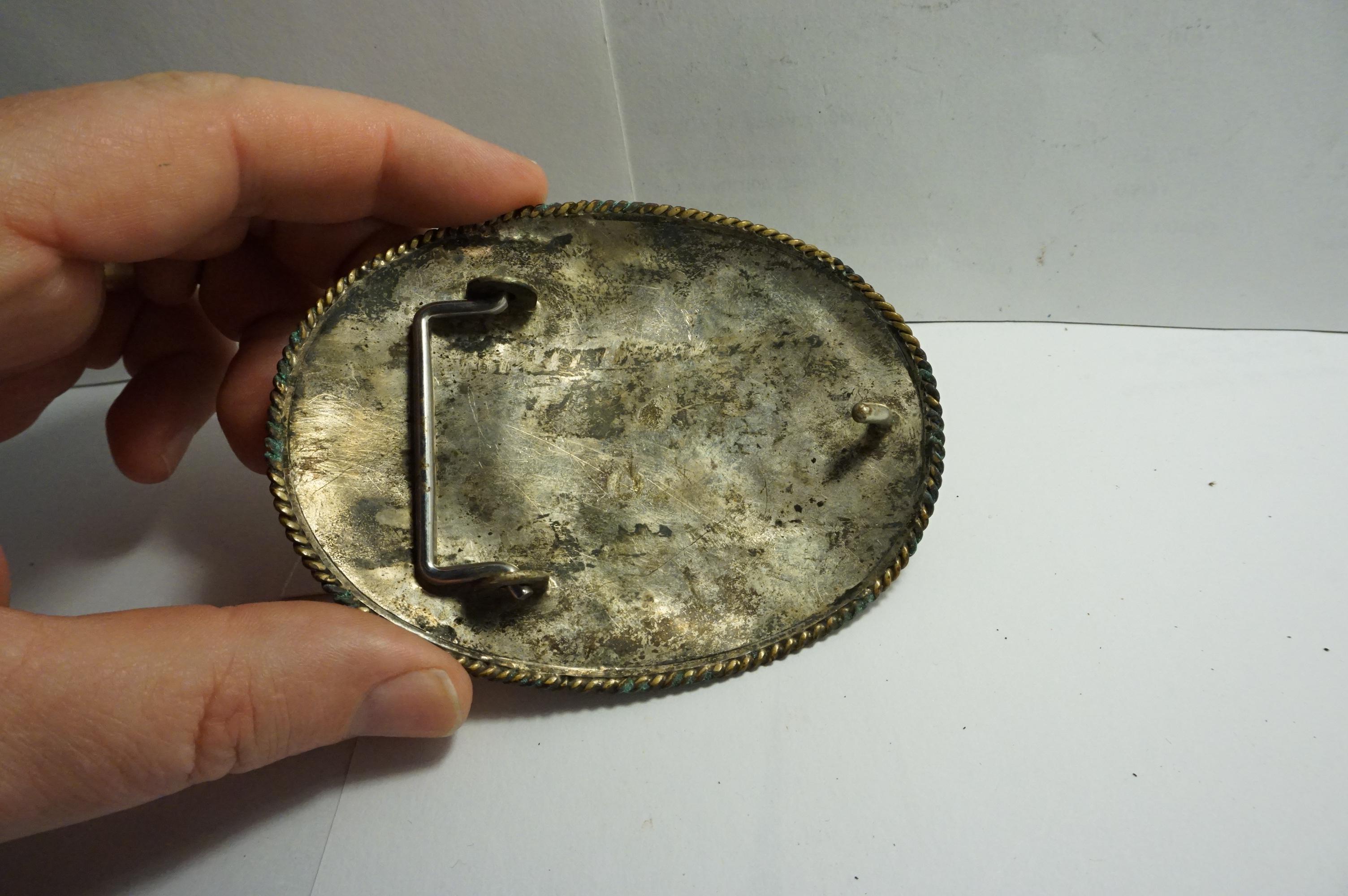 Early Handmade Highly Detailed Belt Buckle with Horse, Outstanding Workmanship. Estate Find.