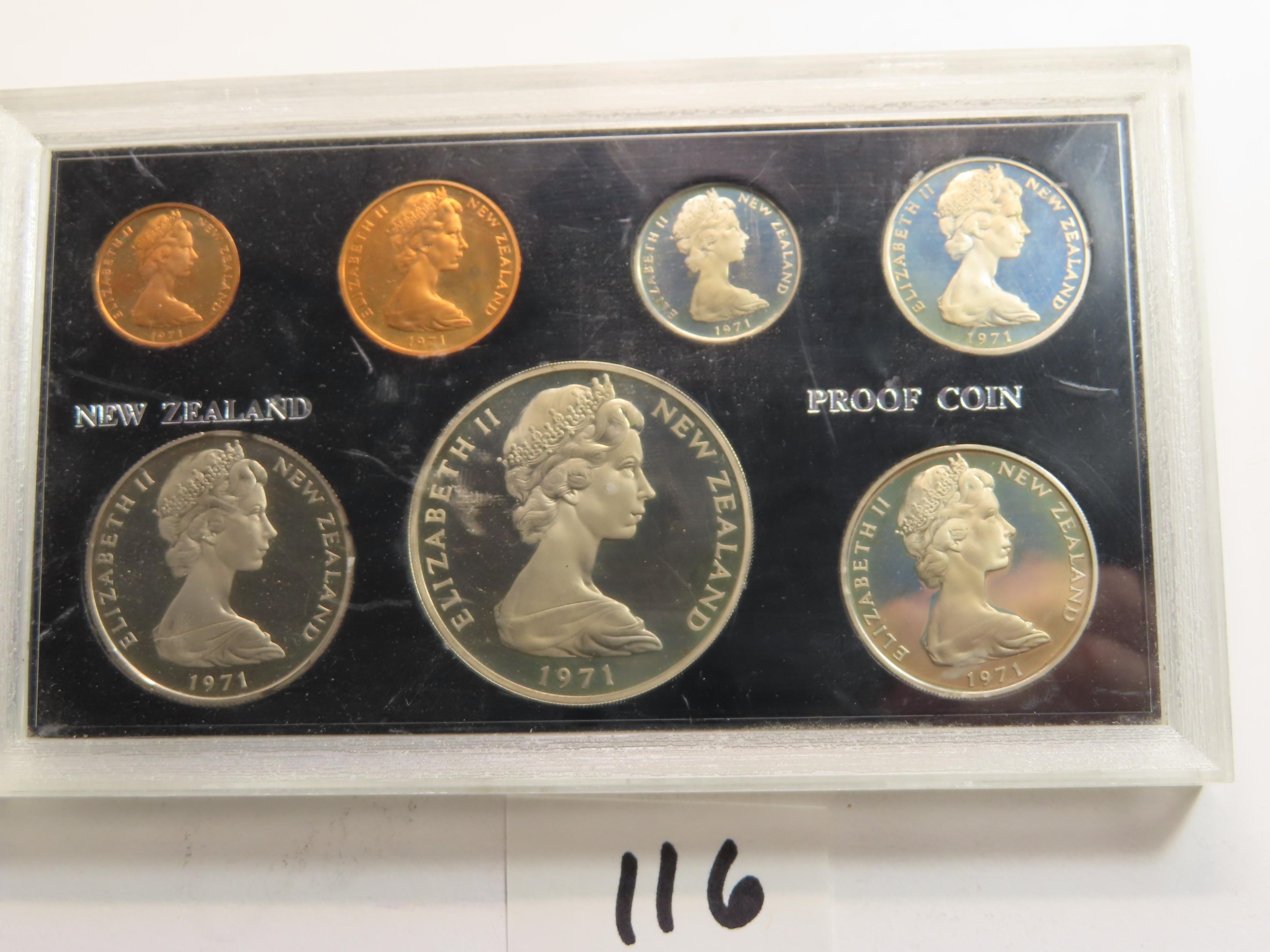 1971 New Zealand Proof Set, 7 Coins, only 5000 sets minted, sealed