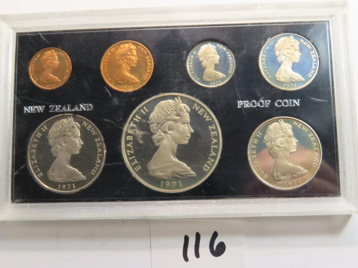 1971 New Zealand Proof Set, 7 Coins, only 5000 sets minted, sealed