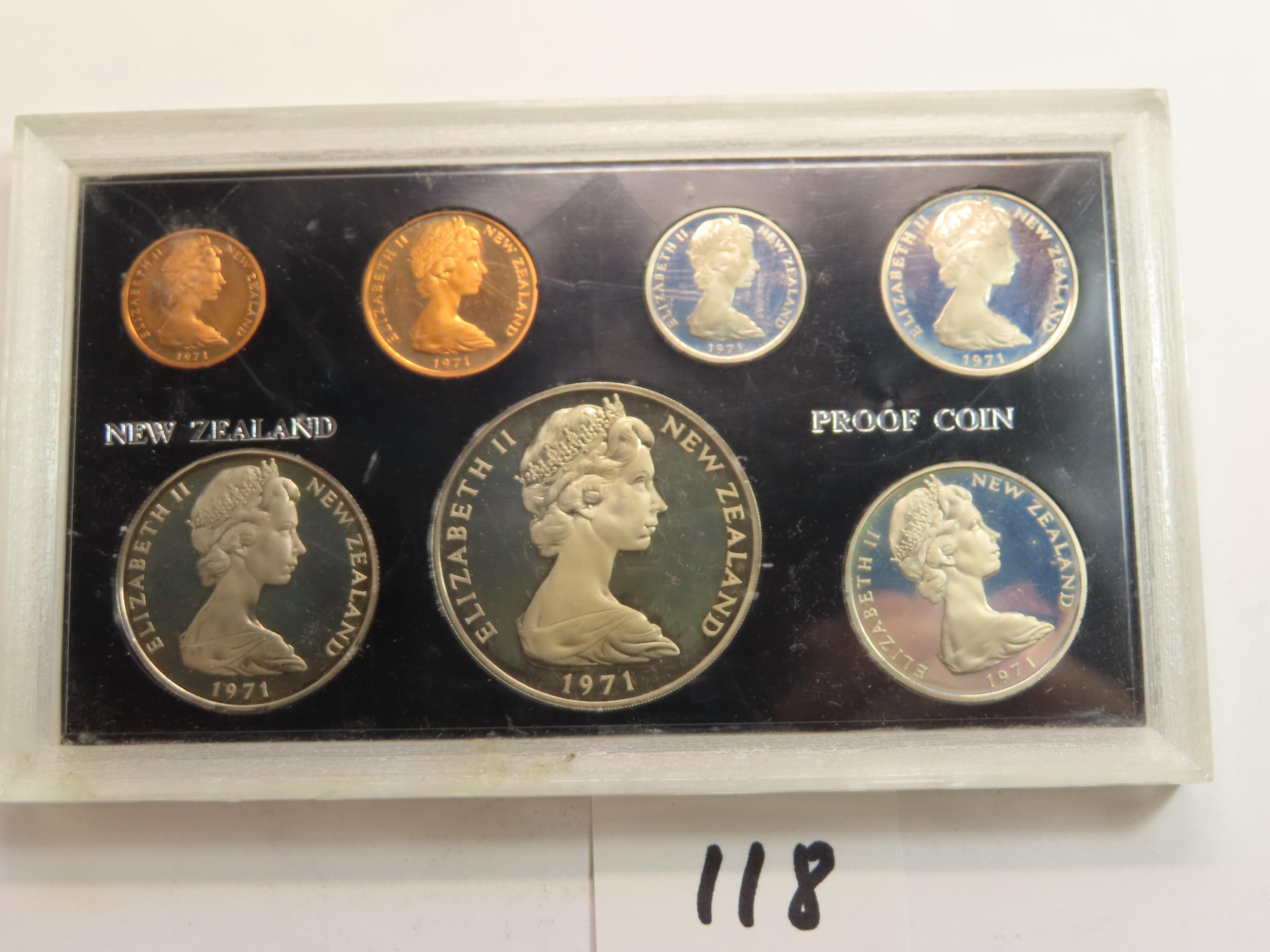 1971 New Zealand Proof Set, 7 Coins, only 5000 sets minted, sealed