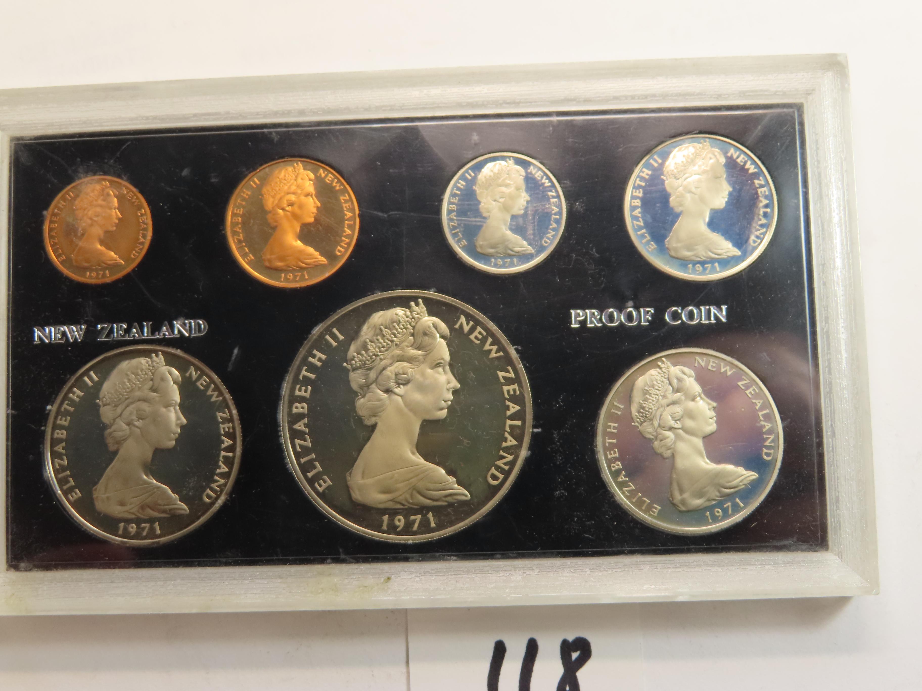 1971 New Zealand Proof Set, 7 Coins, only 5000 sets minted, sealed
