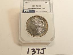 1884-S Silver Morgan Dollar, PCI Graded MS60