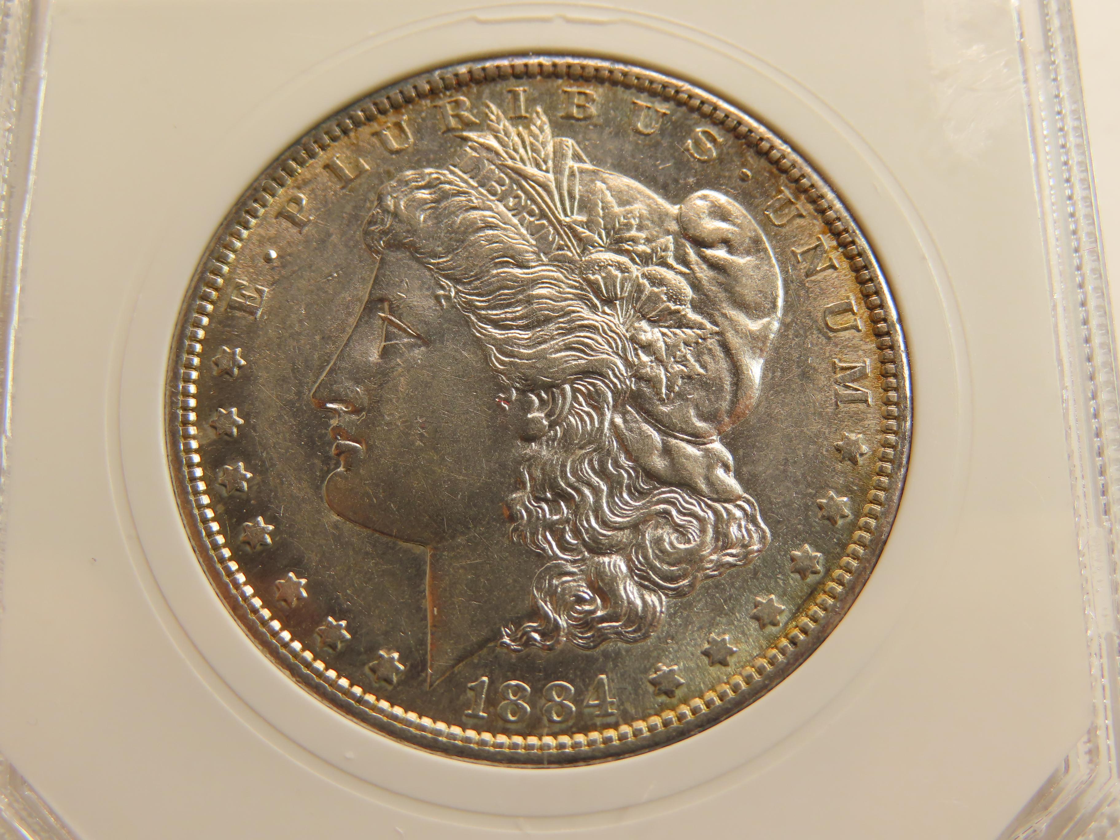 1884-S Silver Morgan Dollar, PCI Graded MS60