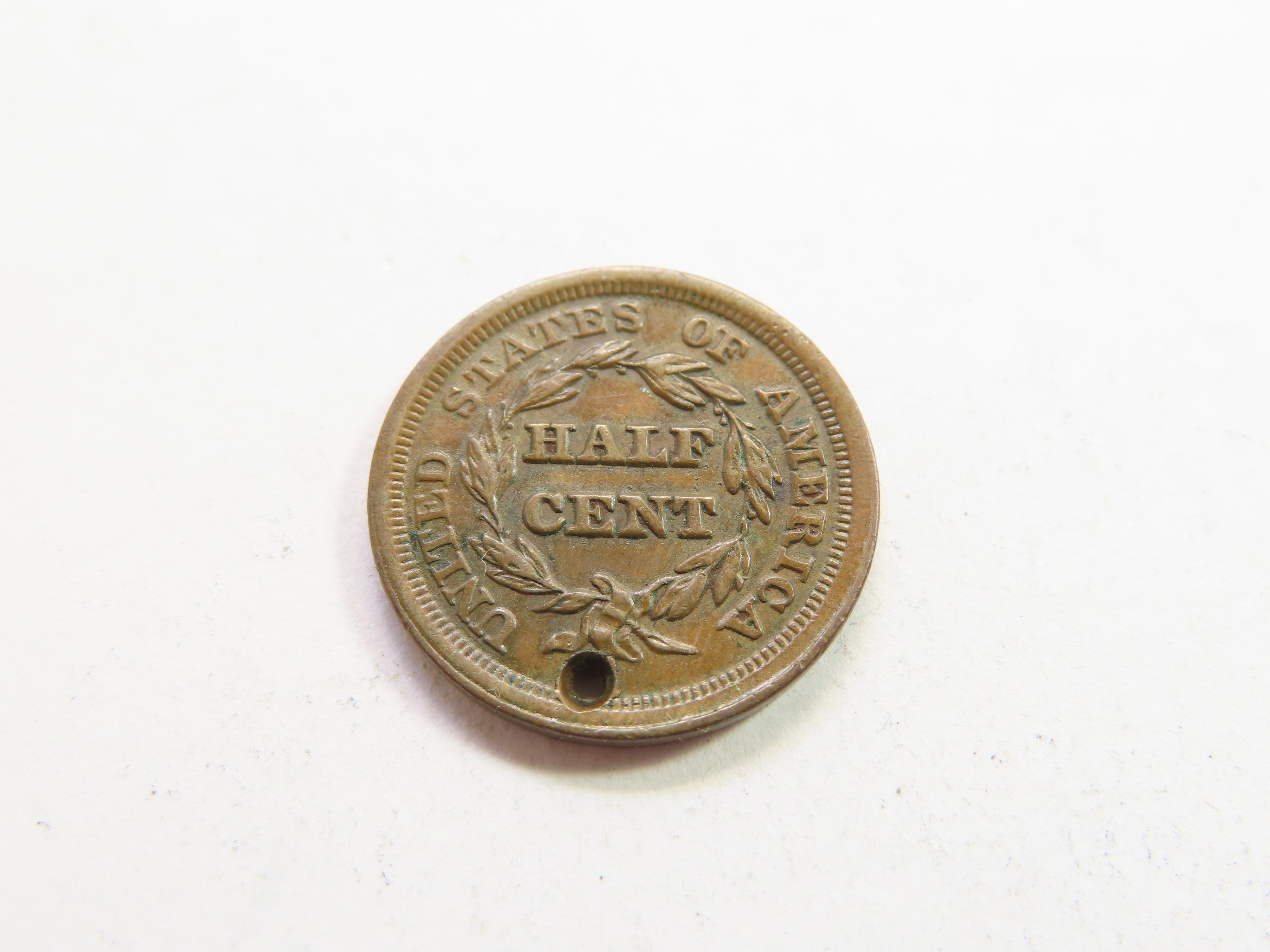 1853 Half Cent (Holed)
