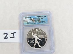 2006-P Benjamin Franklin Scientist Commemorative Silver Dollar, ICG Graded PR70 DCAM