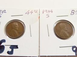 TWO (2) X The Money: 1914-S AND 1912-S One Cents