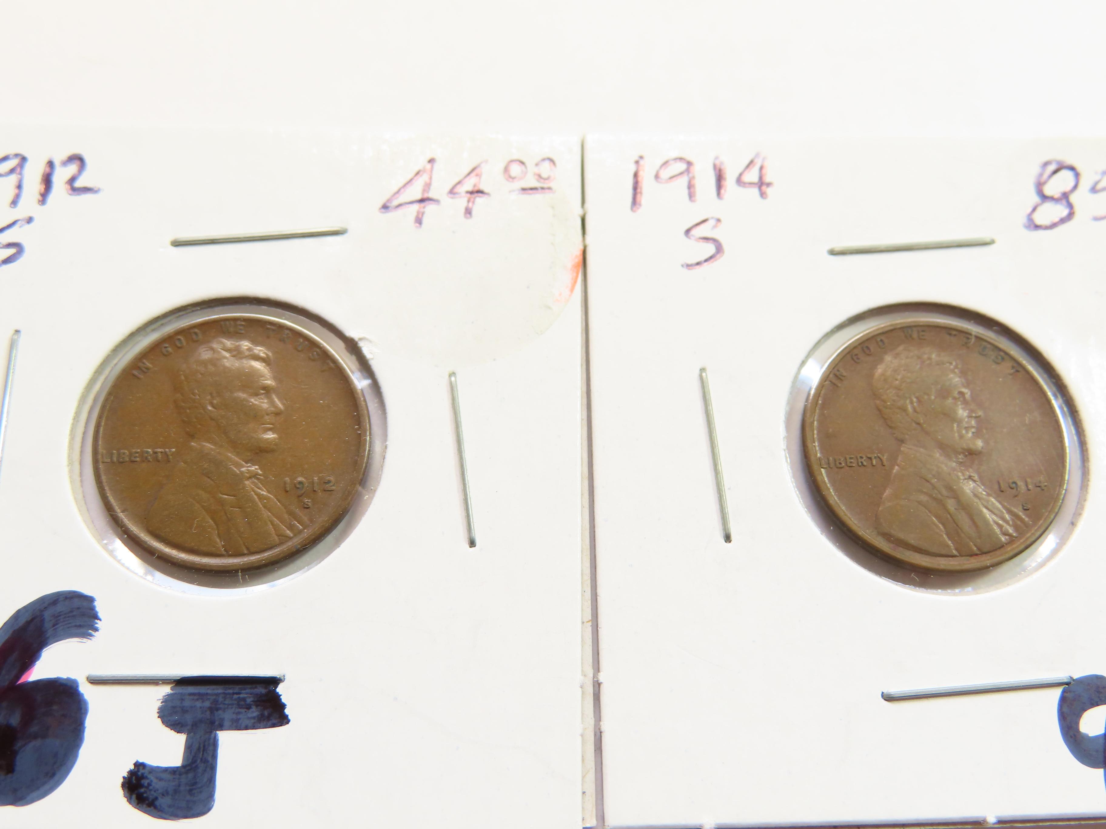 TWO (2) X The Money: 1914-S AND 1912-S One Cents