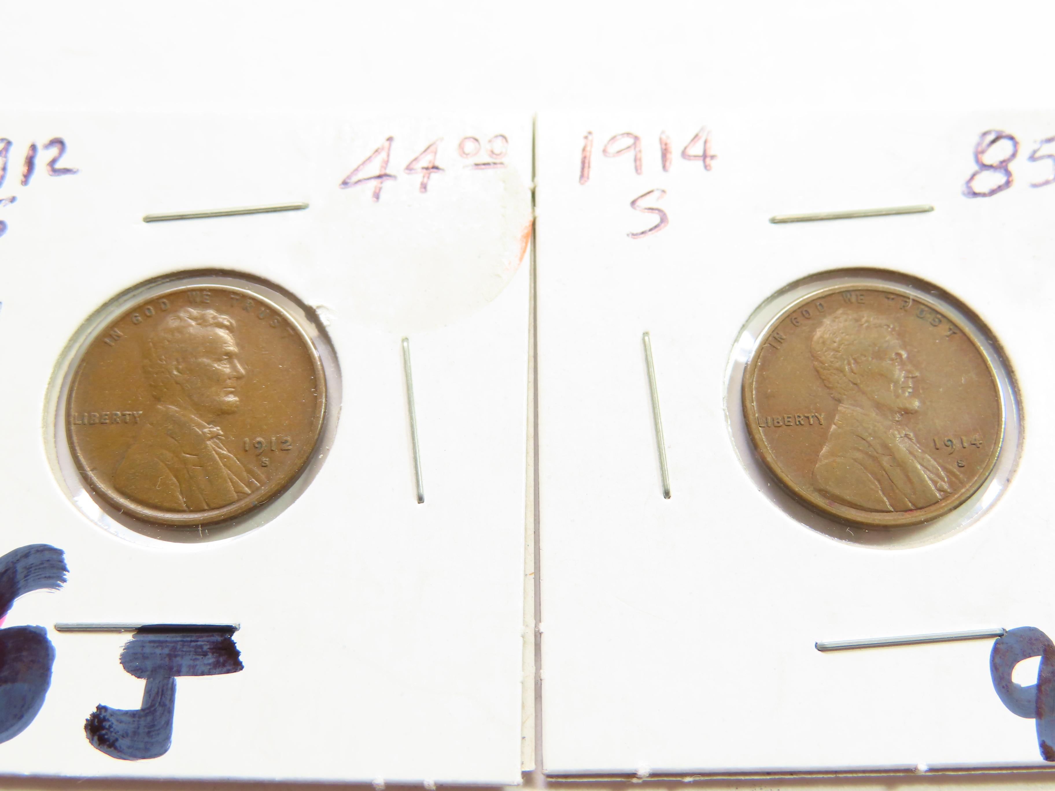 TWO (2) X The Money: 1914-S AND 1912-S One Cents