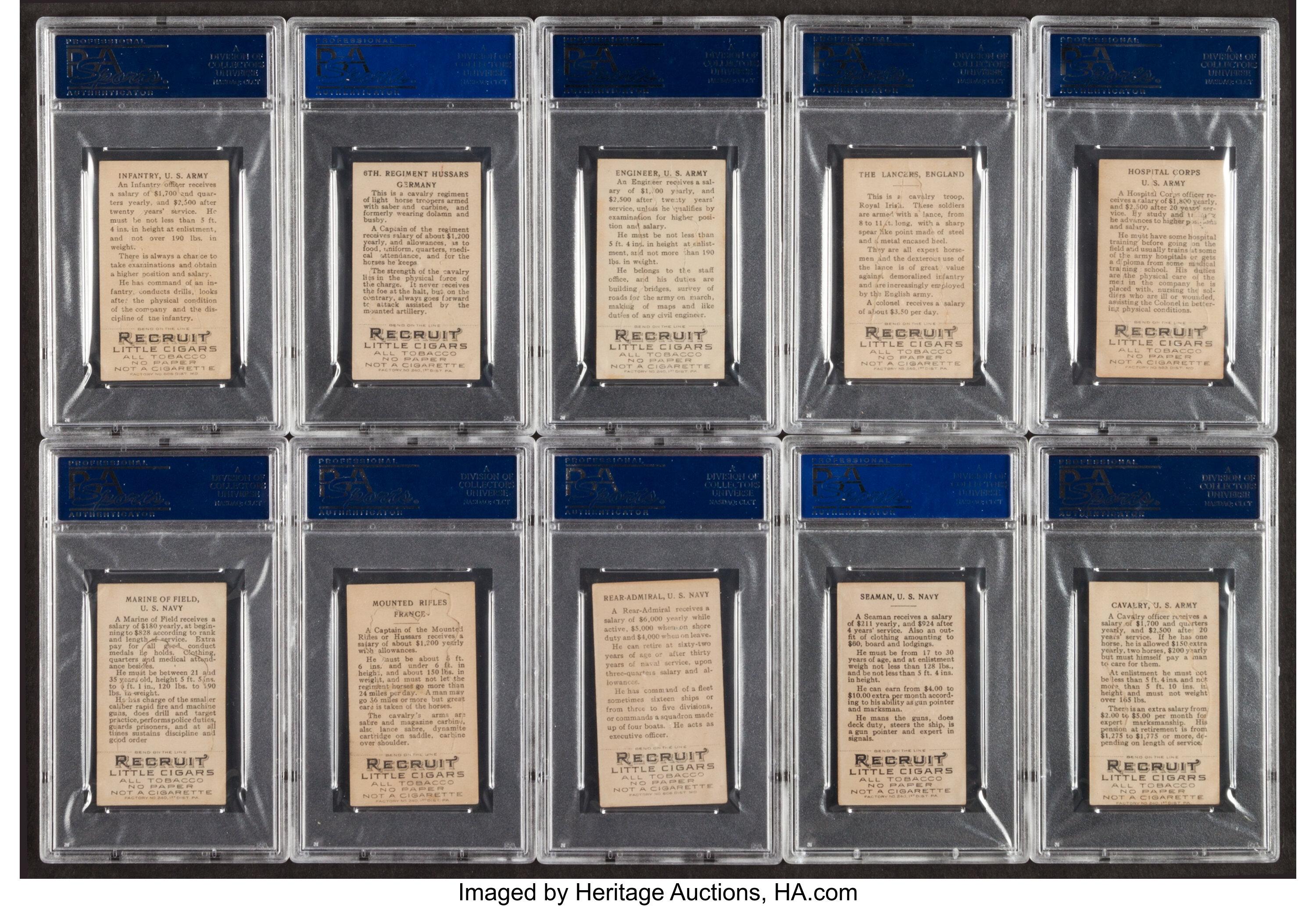 Twenty-Three (23) For One Money: 1909-13 T81 Recruit "Military Series" PSA Grade Partial Set (23/50)