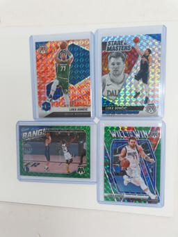 Four (4) X the Money: 2020-21 Panini Luka Doncic Cards, All Different. incl. Bang! and Stare Masters