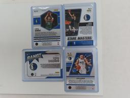 Four (4) X the Money: 2020-21 Panini Luka Doncic Cards, All Different. incl. Bang! and Stare Masters