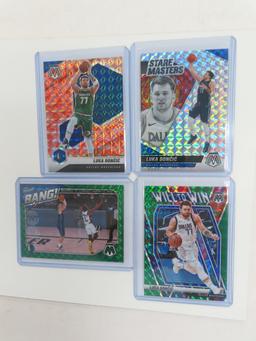 Four (4) X the Money: 2020-21 Panini Luka Doncic Cards, All Different. incl. Bang! and Stare Masters