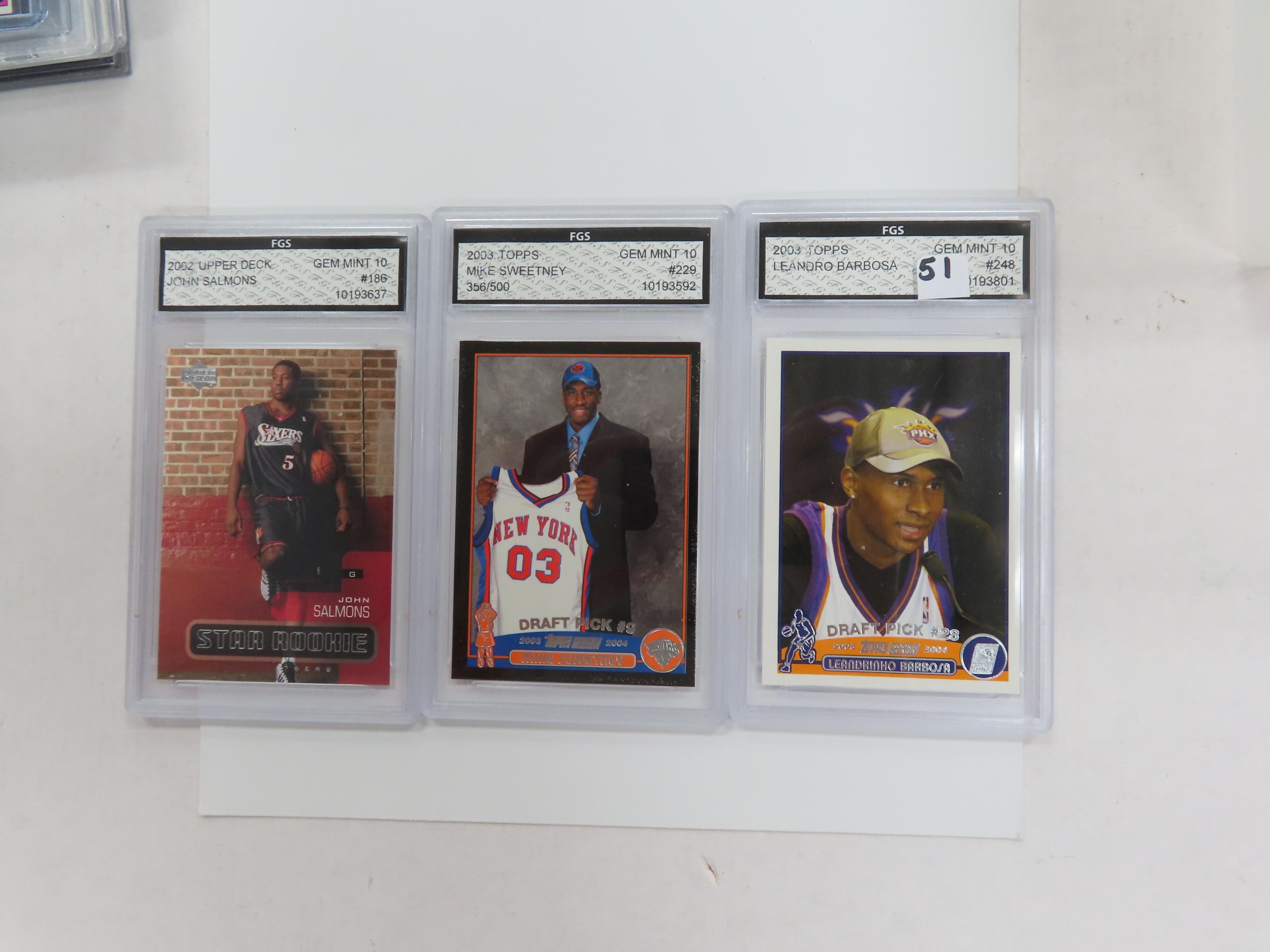All One Money: Three (3) FGS Graded 10 2002-03 Rookie Cards incl. Leandro Barbosa.