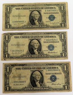Three (3) 1935 $1 Silver Certificates, All One Money