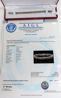 Fancy Color Diamond 14K Bracelet with Two Hundred Thirty-Four (234) dmnds . $44,620 Retail Appraisal