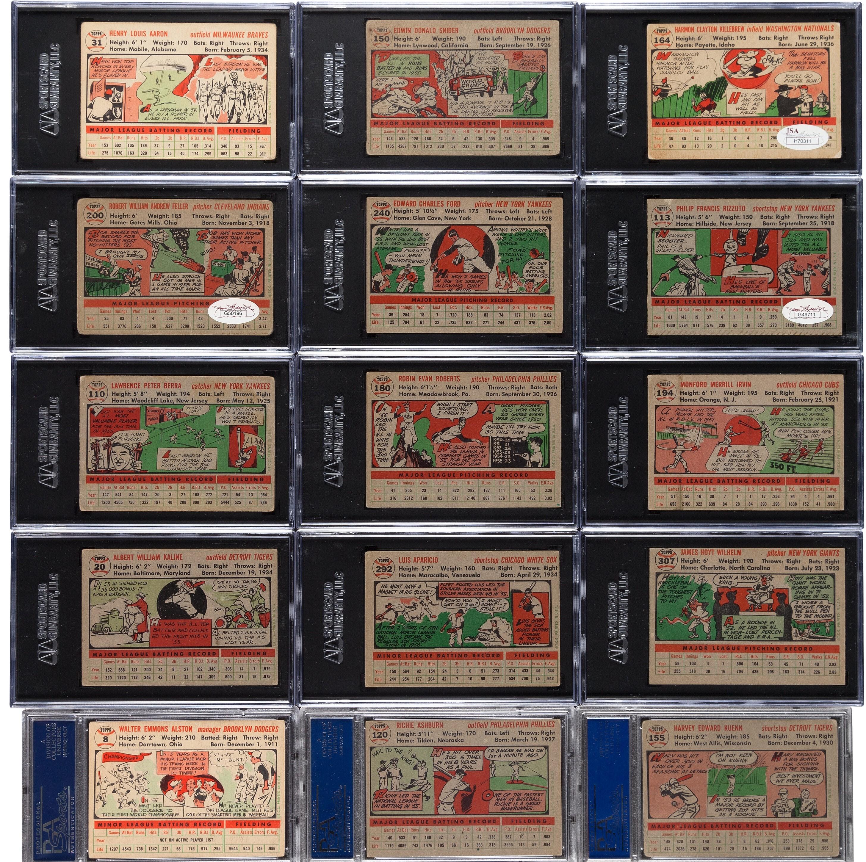TWO HUNDRED FORTY (240) Signed 1956 Topps Baseball Cards,Partial Set (240/340). All Are Autographed!