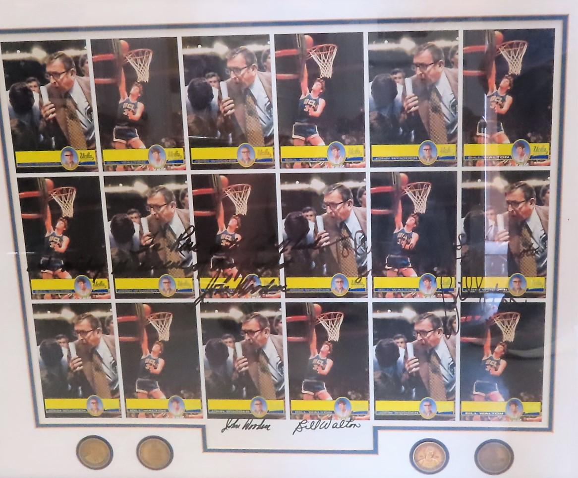 $58 Shipping: 28"x34" John Wooden and Bill Walton Double Signed UCLA Bruins Print, Matted and Framed