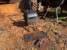 Tiny Charcoal Grill with Cast Iron Griddle and Bacon Press