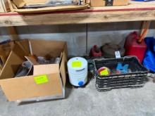 Misc Lot - Gas Cans, Sanding Belts, Saw Blades, TP-12 Tank, etc
