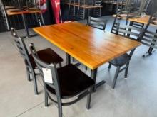 Butcher Block Wood Flat Inside Self Stabilizing Table with 4 Chairs