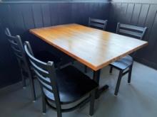 Butcher Block Wood Flat Inside Self Stabilizing Table with 4 Chairs - Wall Attach