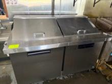 Hoshizaki SR60B-24M Refrigerator, Two Section Mega Top Prep Table, Stainless Doors