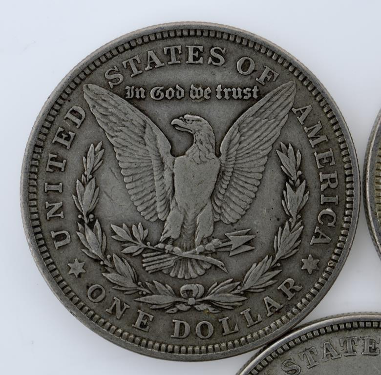 Lot of Seven US 1921 Morgan Silver Dollars; 3-P, 3-D, 1-S; Condition As Shown