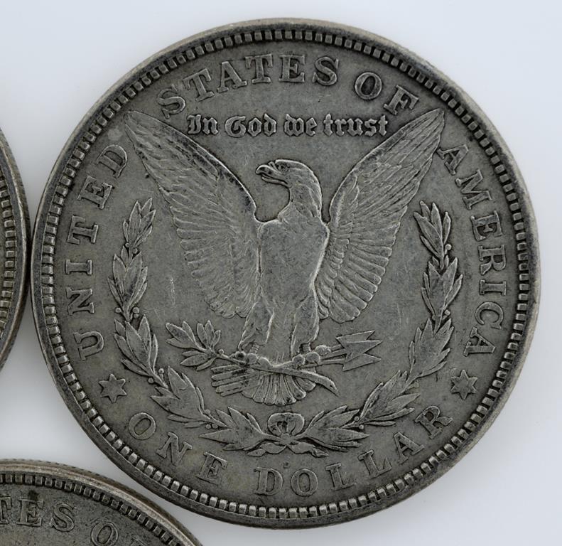Lot of Seven US 1921 Morgan Silver Dollars; 3-P, 3-D, 1-S; Condition As Shown