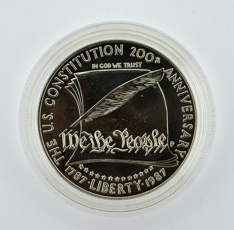 US Mint 1987 Constitution Silver Dollar (Other Coin in Set Missing)