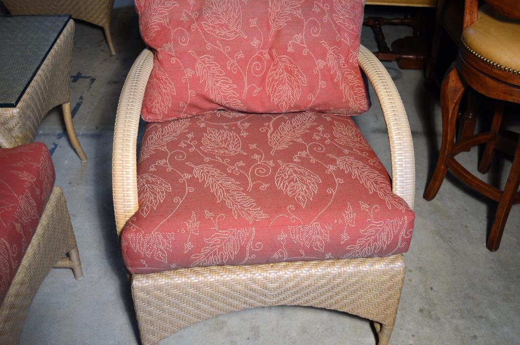 Fine Ficks Reed Rattan Wicker Outdoor Armchair, Cushioned Back & Seat, 2 of 2